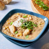 Creamy White Bean Chili with Halibut Circle