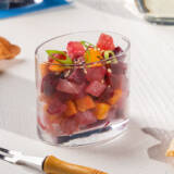 Tuna Beet and Squash Tartare on Crispy Wontons Vertical