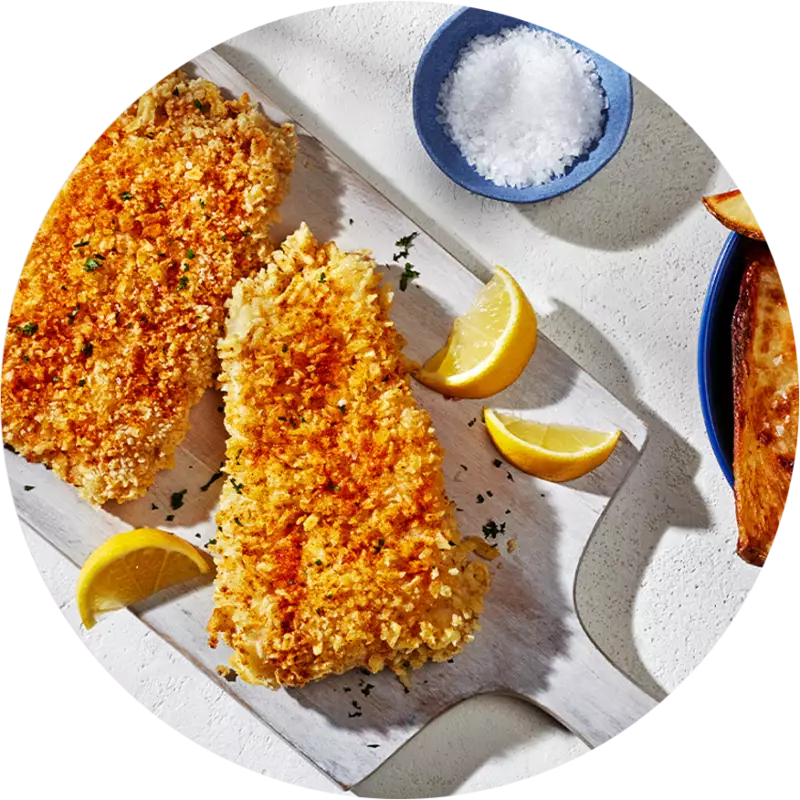 Potato Chip-Crusted Halibut and Chips